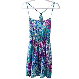 Necessary Objects Blue and Purple Floral Dress